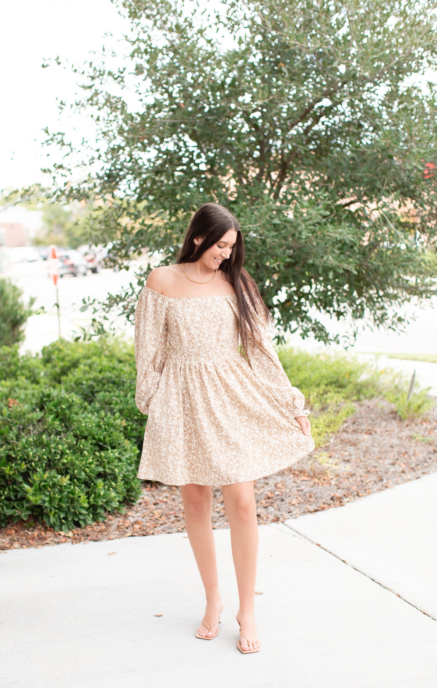 Floral Print Square Neck Mini Dress