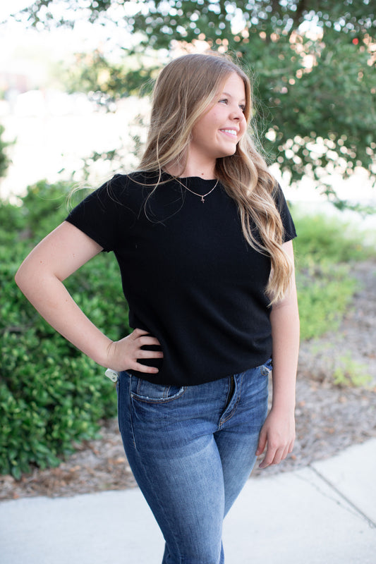 Cashmere Luxury Tee-Black