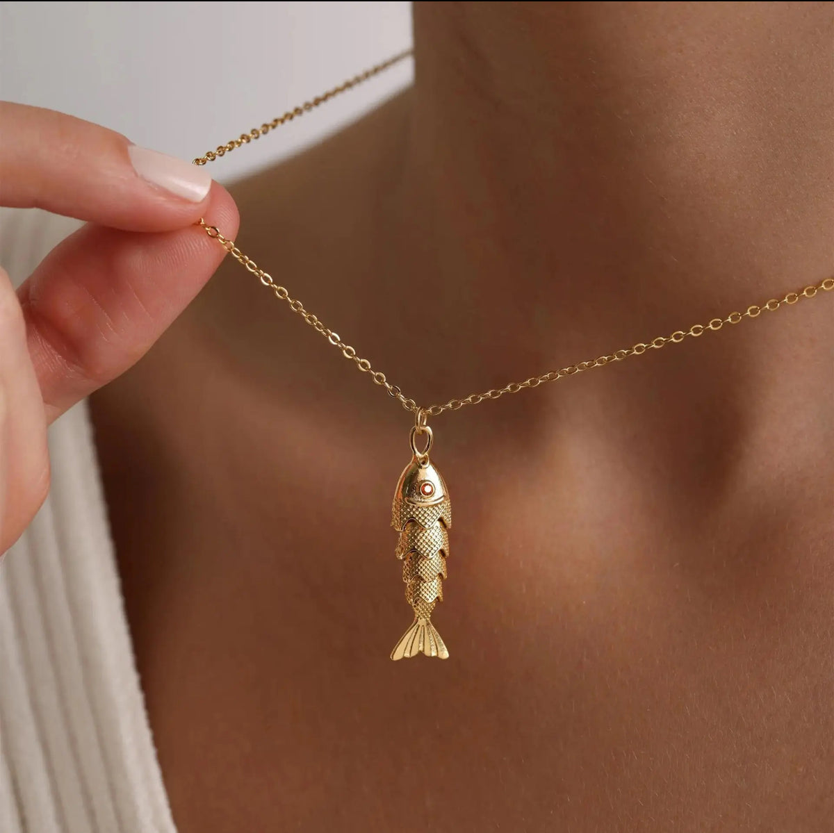 18K Stainless Steel Tarnish Free Fish Necklace