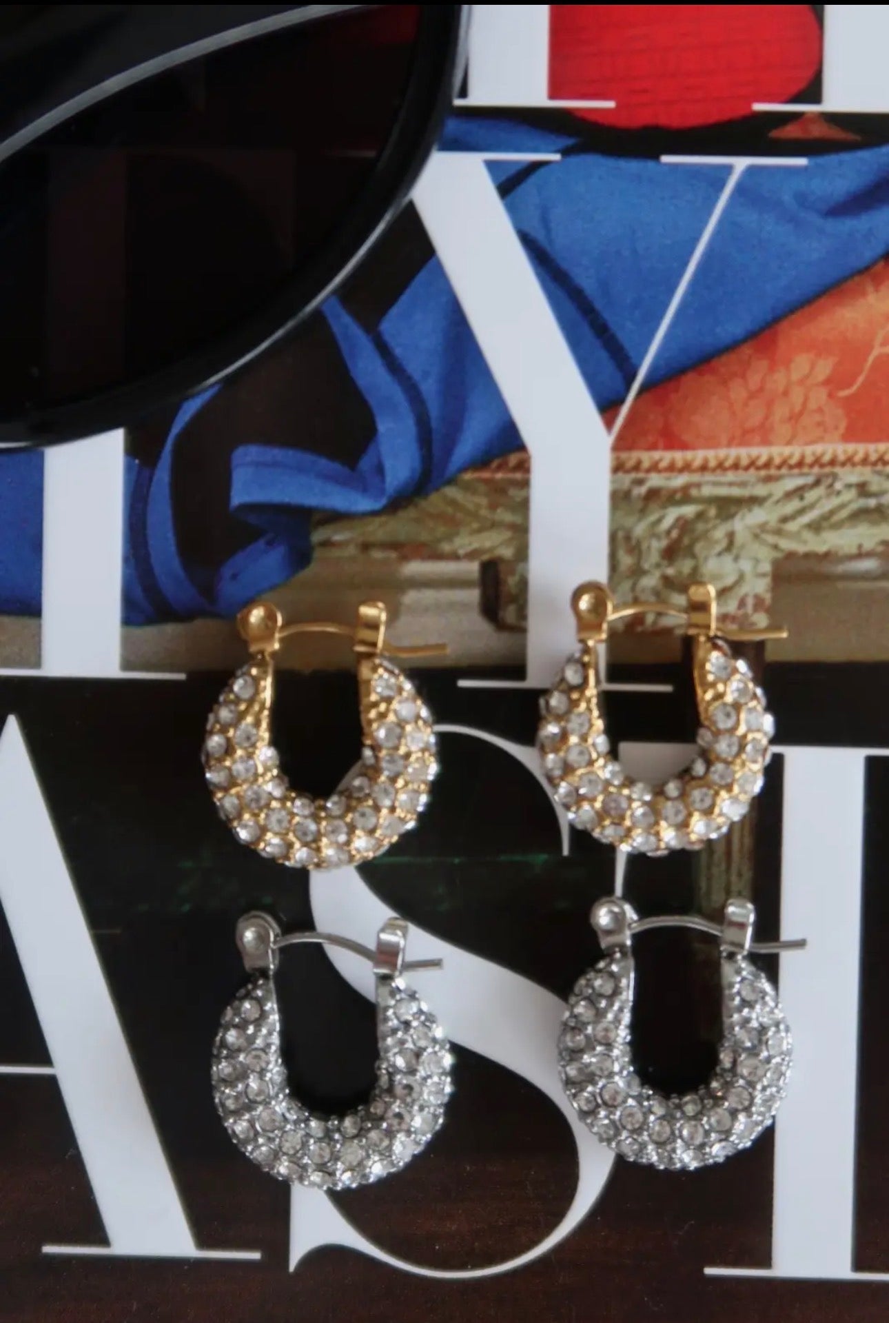 Small Diamond Hoops - Gold