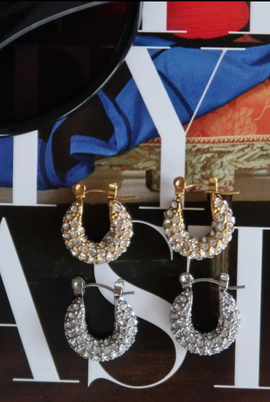 Small Diamond Hoops - Gold