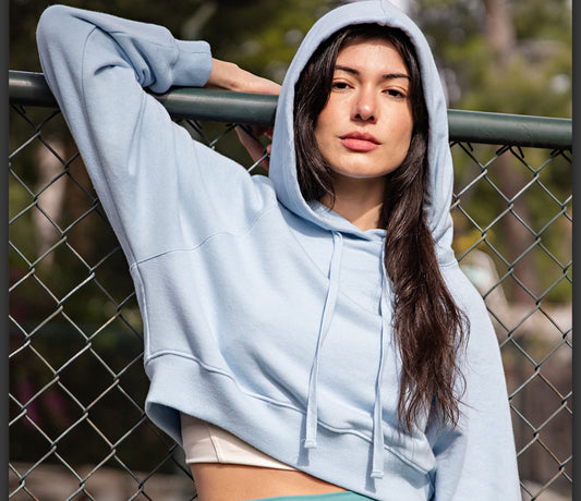 Light Blue Cropped Hoodie
