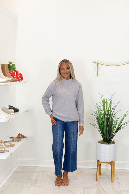 Solid Mock Neck Sweatshirt