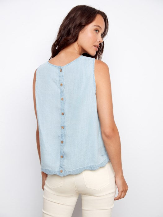Scallop Hem Sleeveless Top