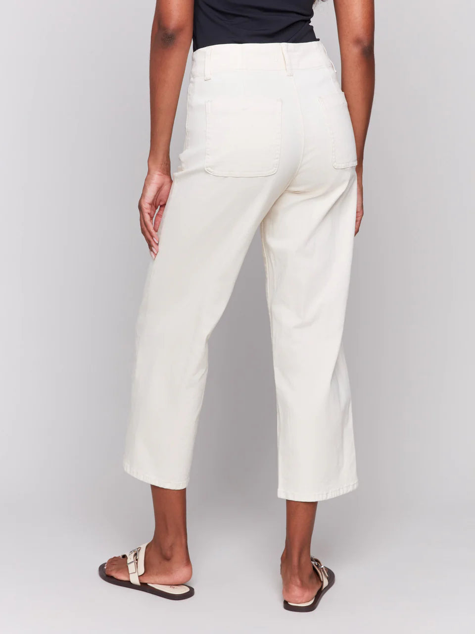 Button Fly Straight Crop Leg Pant