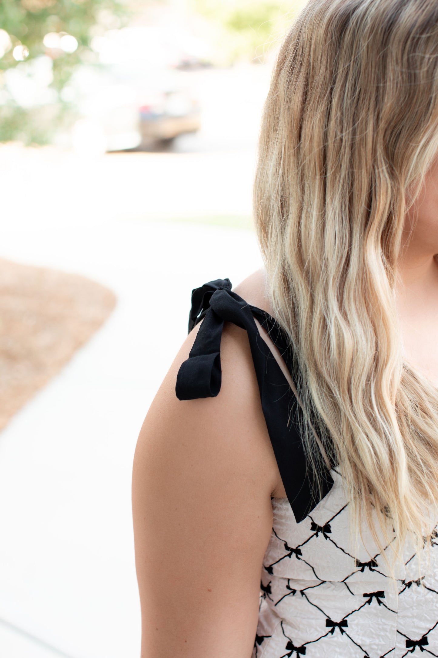Bow Embroidered Backless Mini Dress