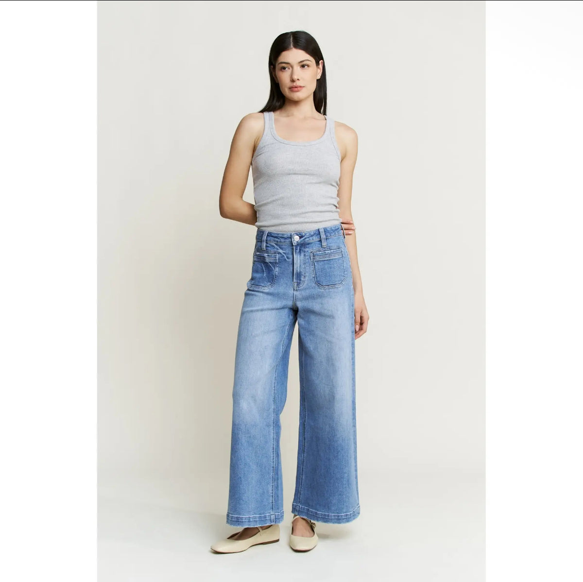 Super High Ankle Wide Leg Jean