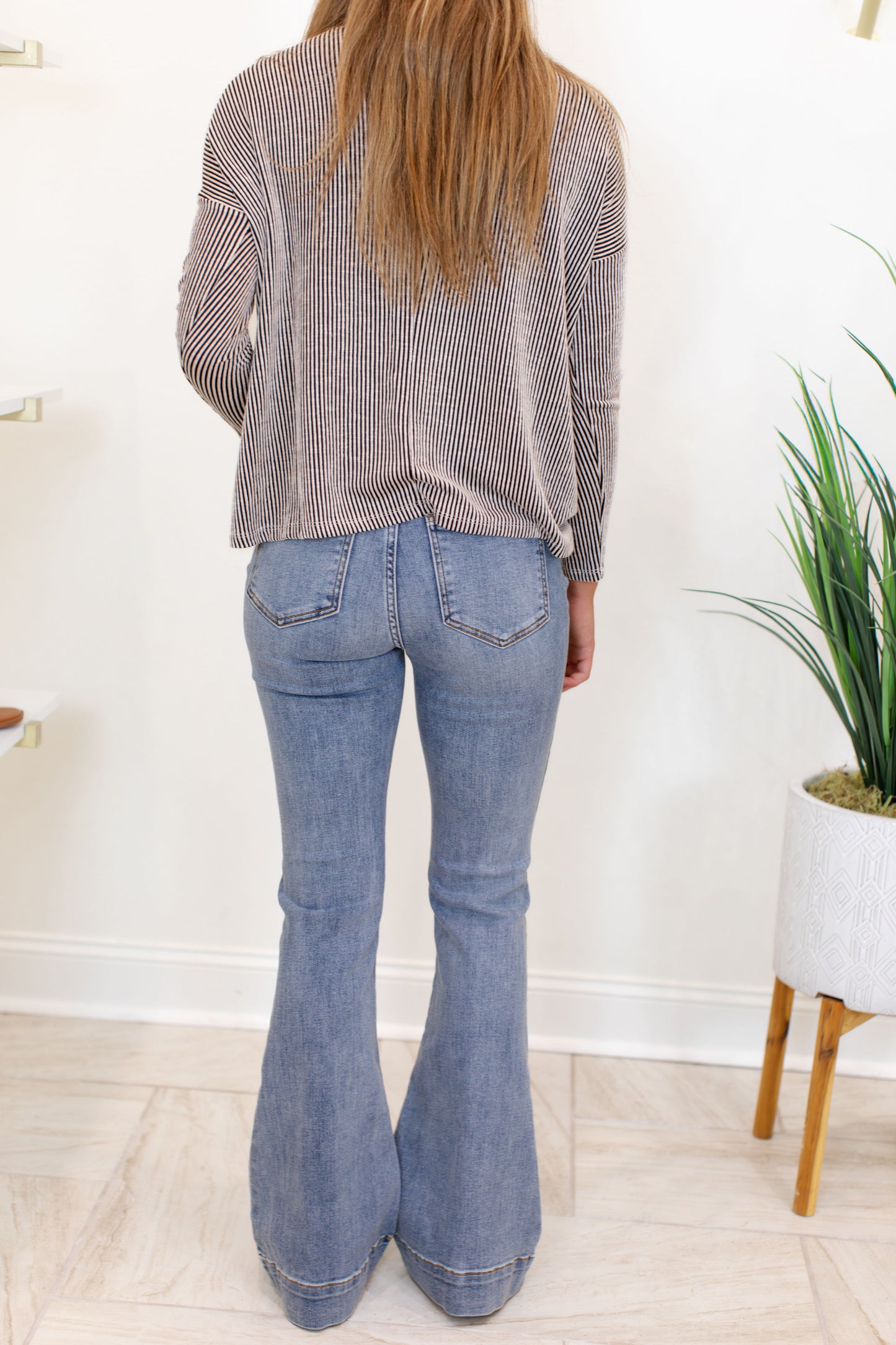 Mid Rise Flare Medium Blue Jeans-Judy Blue