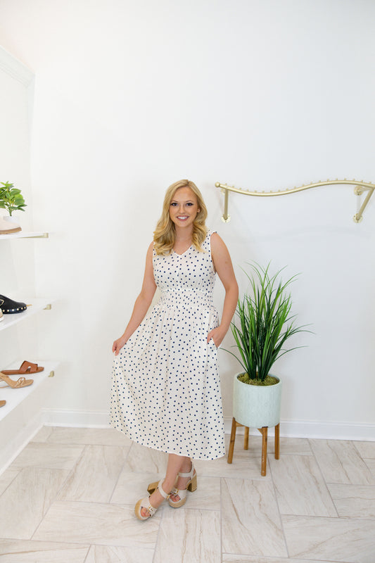 Printed Dress With Smocking At Waist