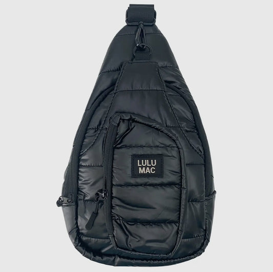 Matte Black Puffer Metallic Sling Bag