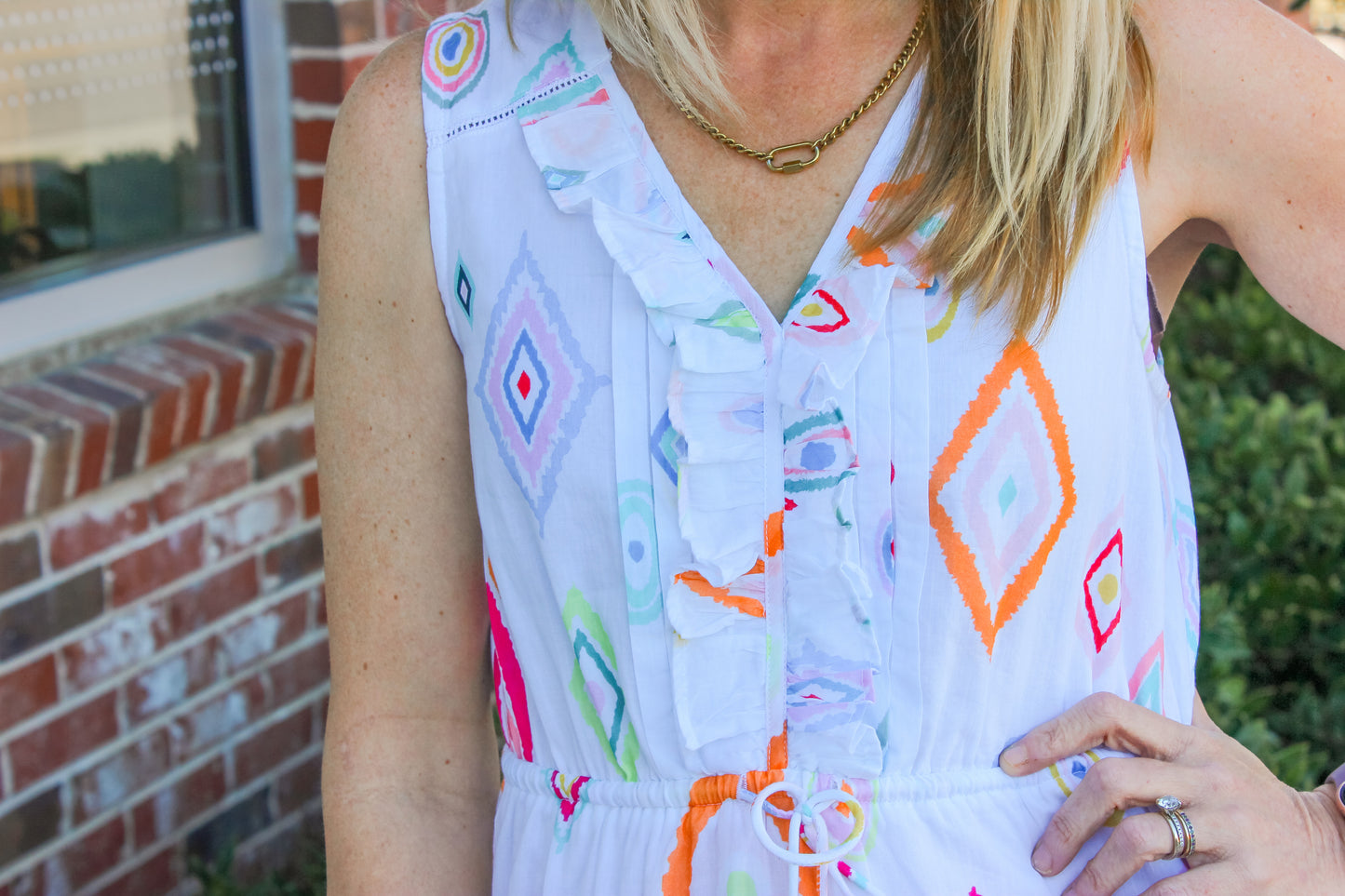 Printed Sleeveless Ruffled Dress