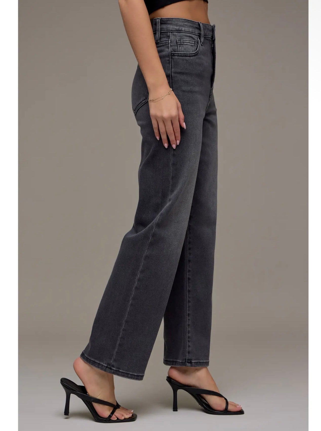 Charcoal Wash Wide Straight Jean