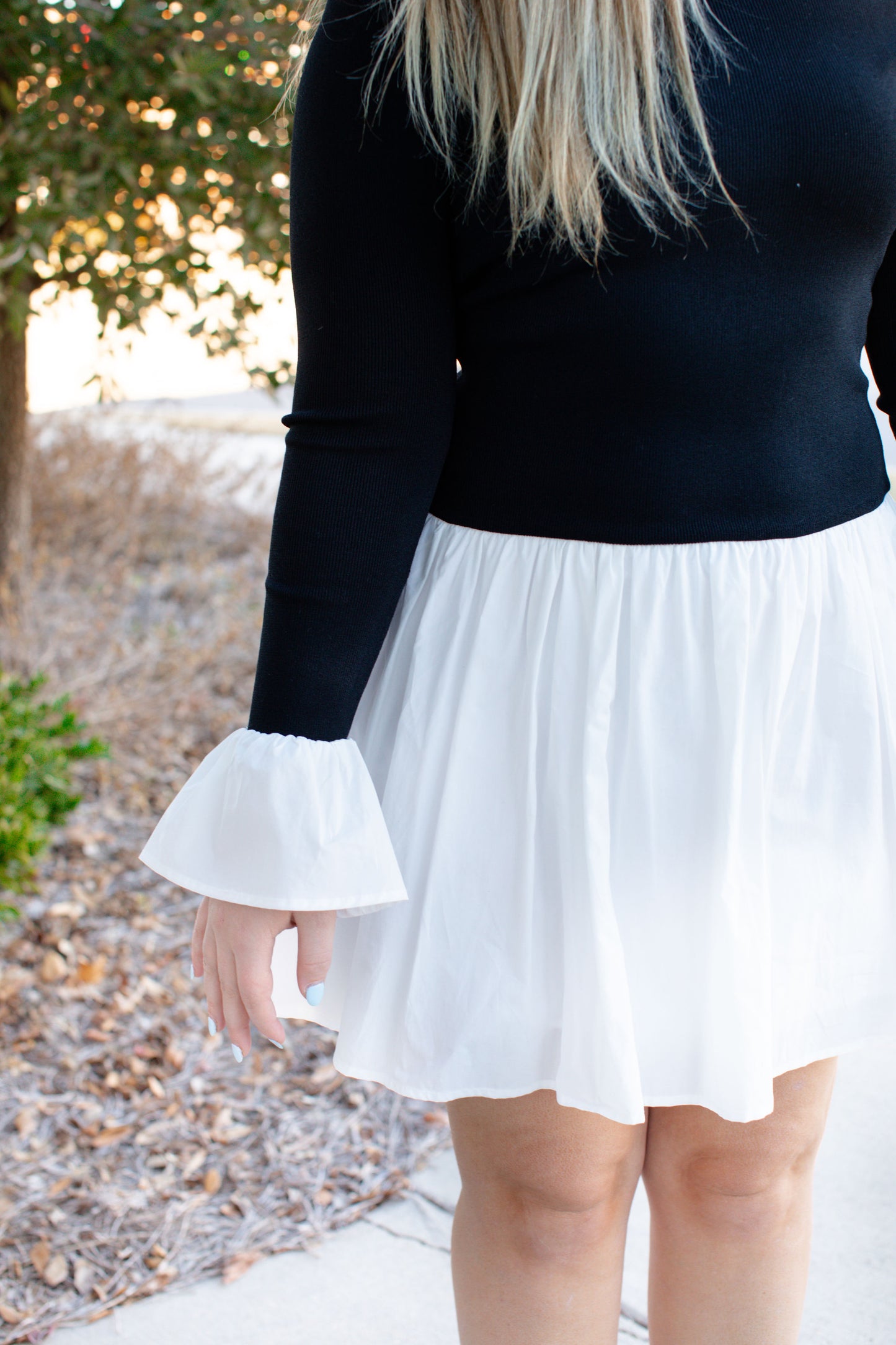 Boatneck Sweater & Poplin Mini Dress