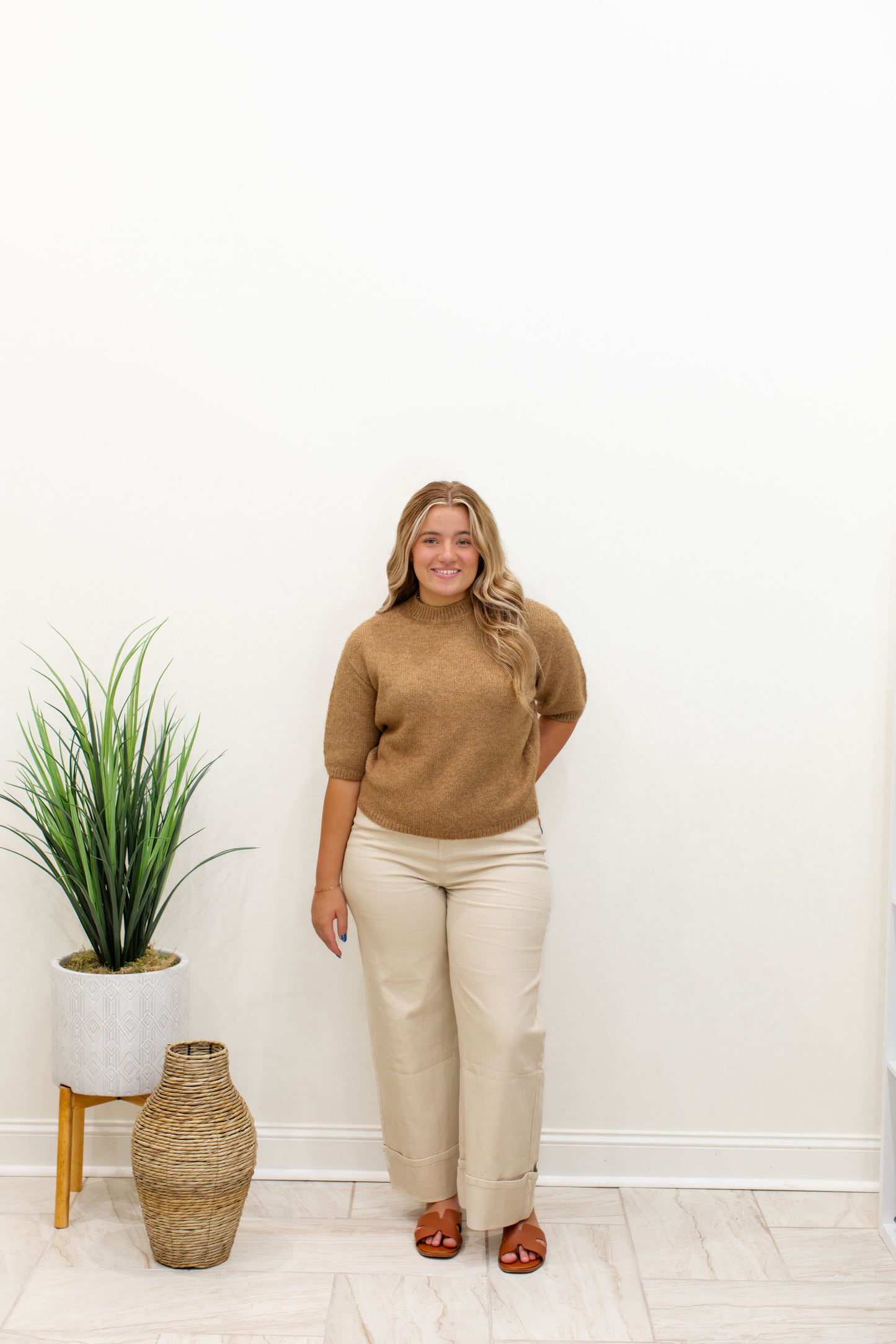 Sesame Elbow Sleeve Balloon Shape Sweater