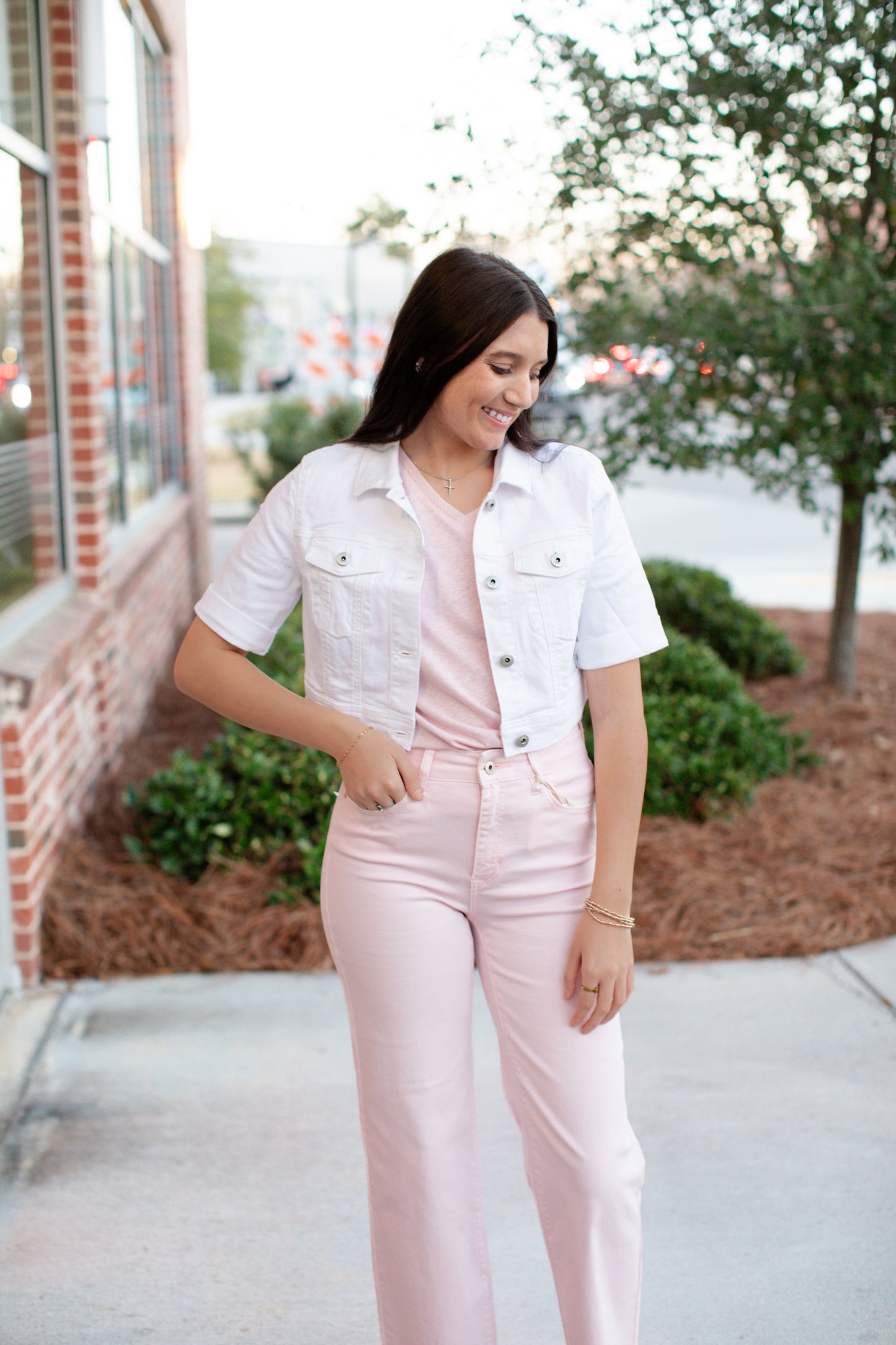 White Cropped Jean Jacket