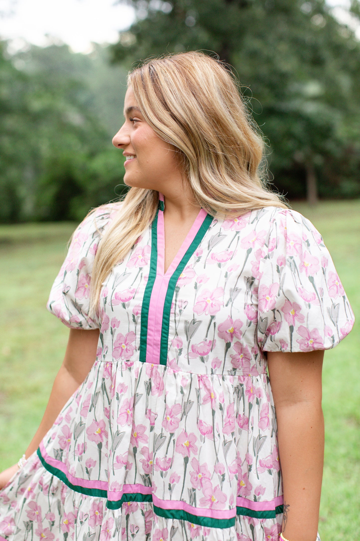 Dusty Pink V-Neck Floral Dress