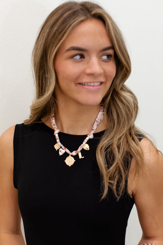 Multi western Charms Paisley Bandana Necklace