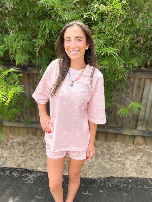Pink and White Polka Dots Set