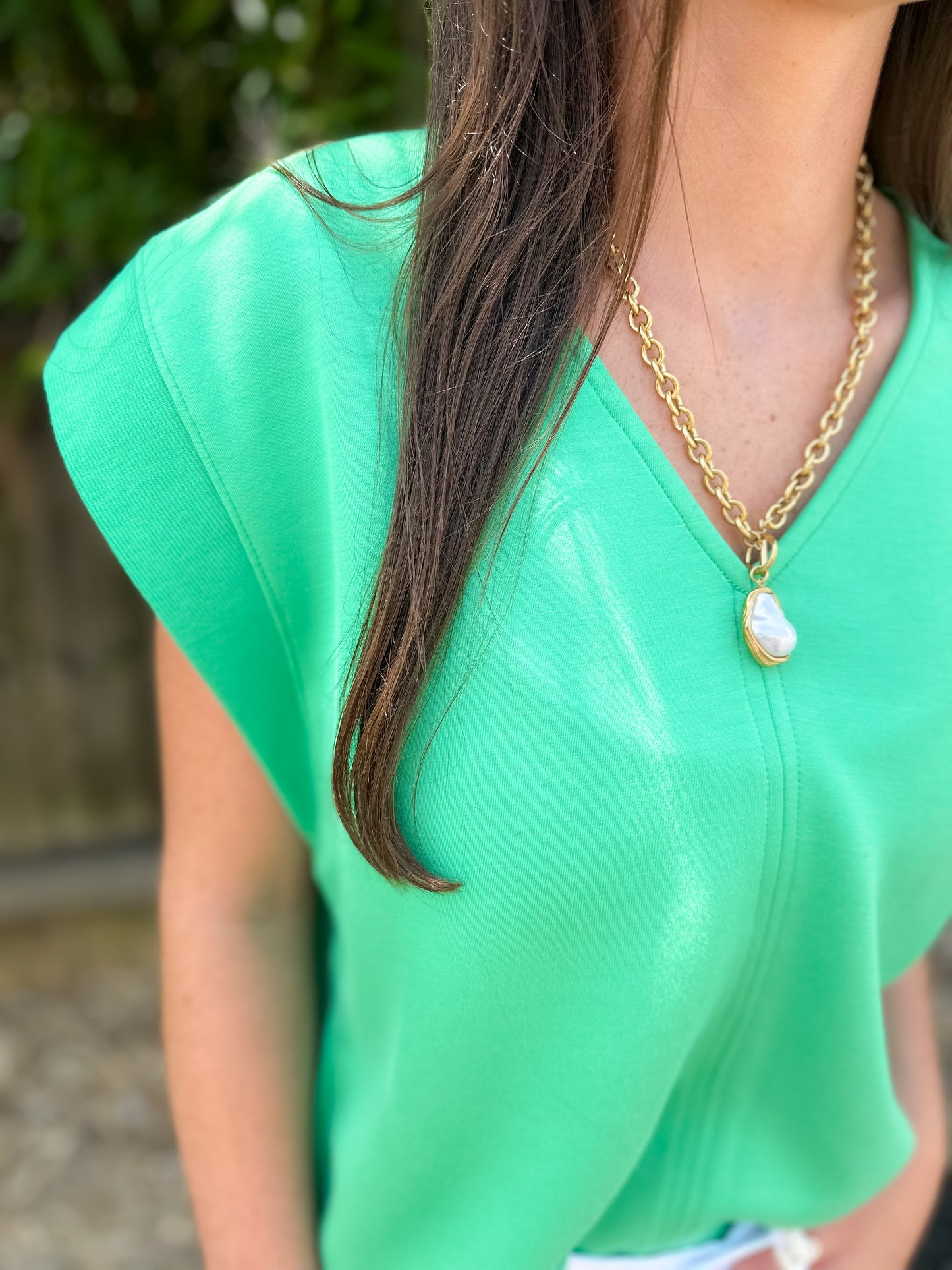 Green Cap Sleeve Top