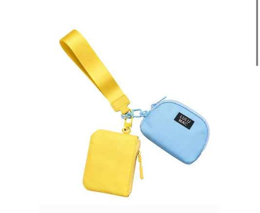 Lulu Mac Yellow And Blue Double Pouch Wristlet