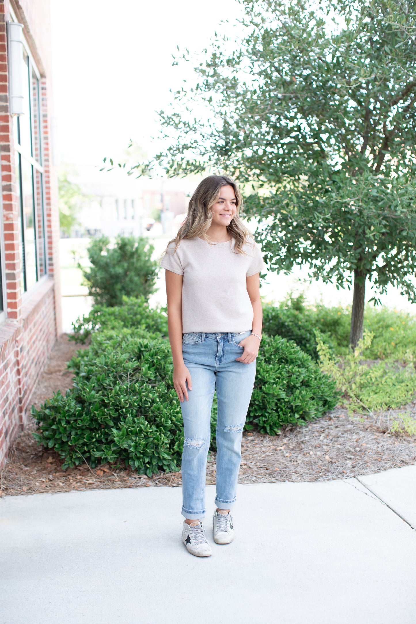 Cashmere Luxury Tee-Stonewash
