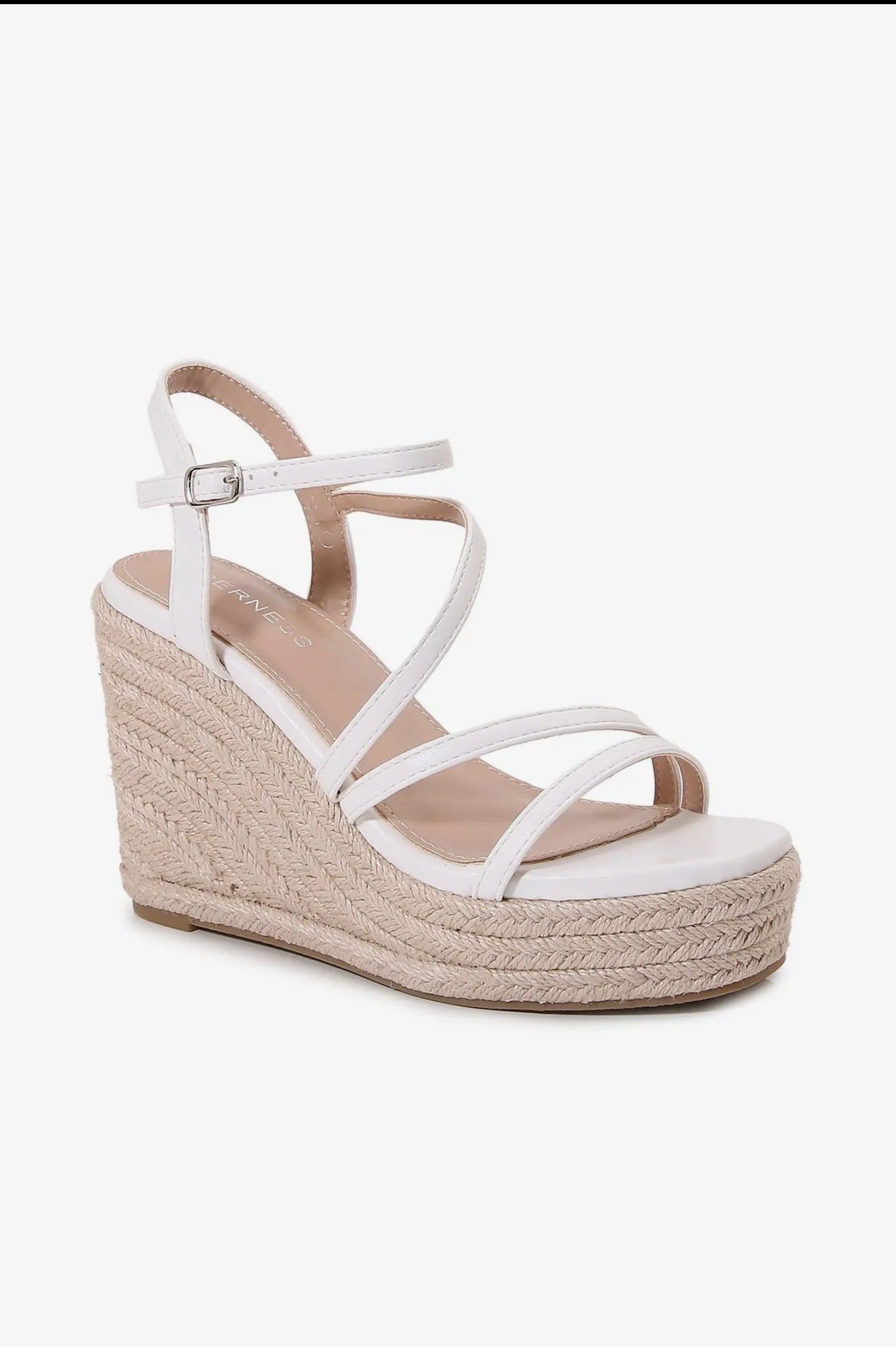 Roma White Strap Wedge