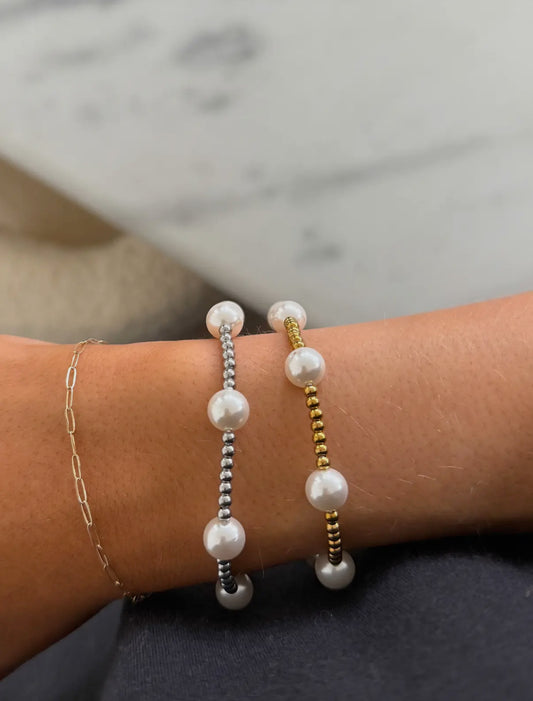 Pearl Beaded Bracelet-Gold