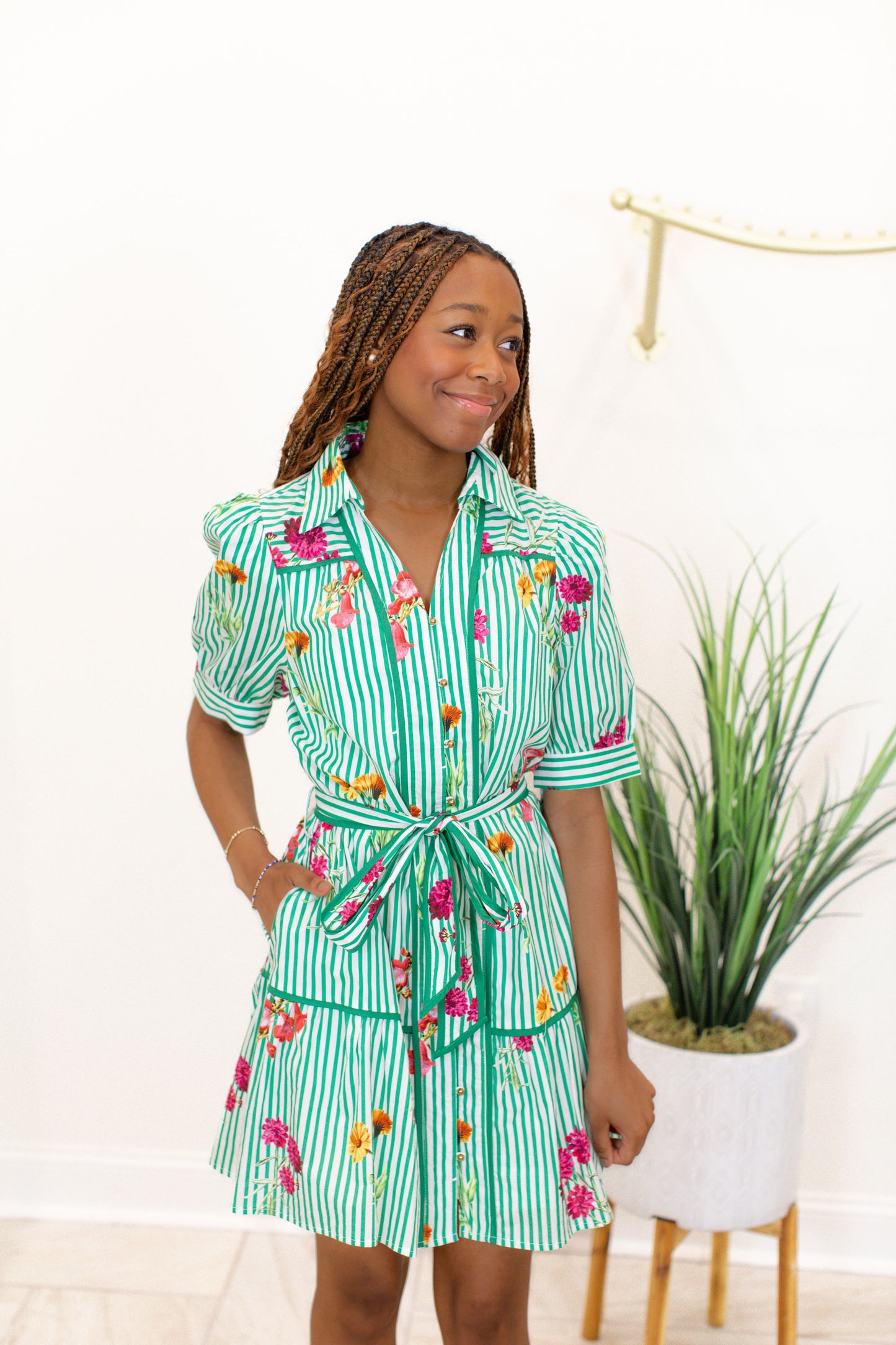 Floral Stripe Mini Dress