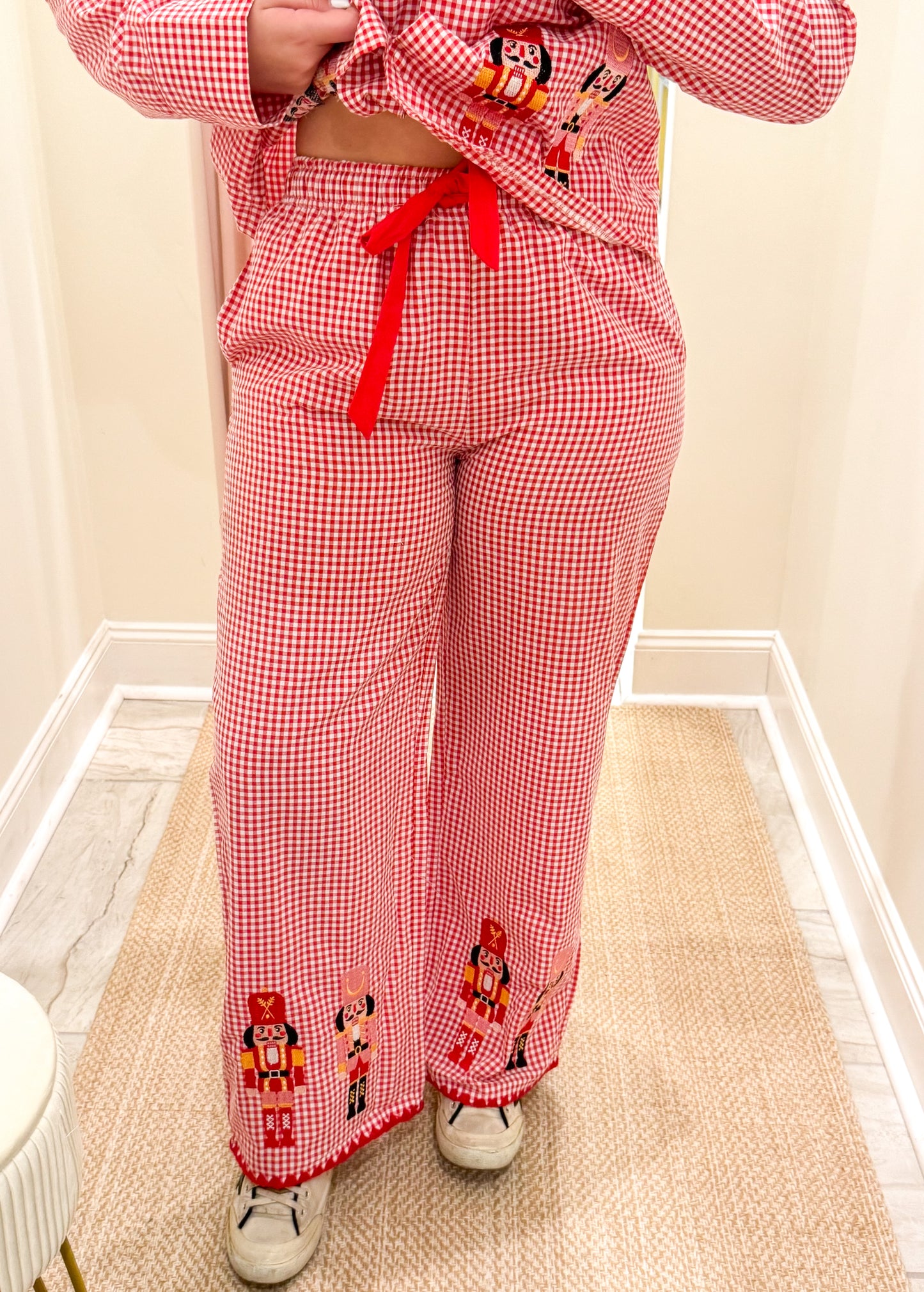Embroidered Nutcrackers & Blanket stitch details Pajama Set