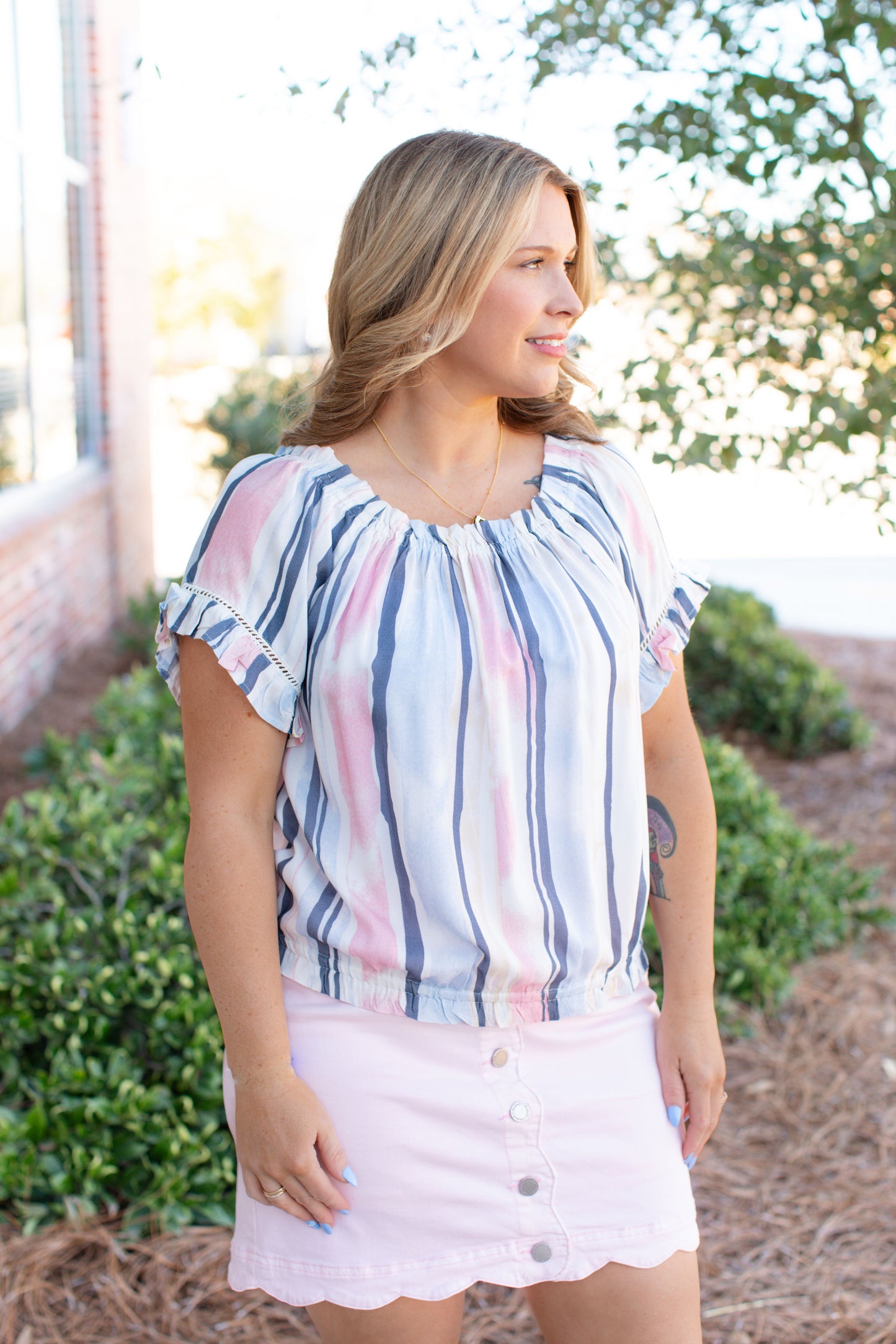 Short Sleeve Peasant Top