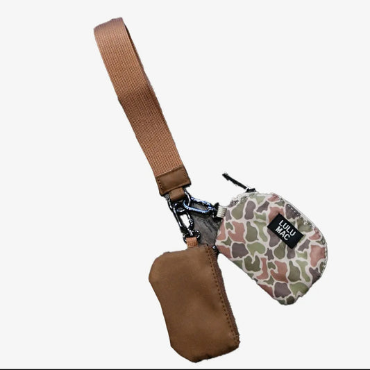 LuluMac Dark Camo/Brown Wristlet