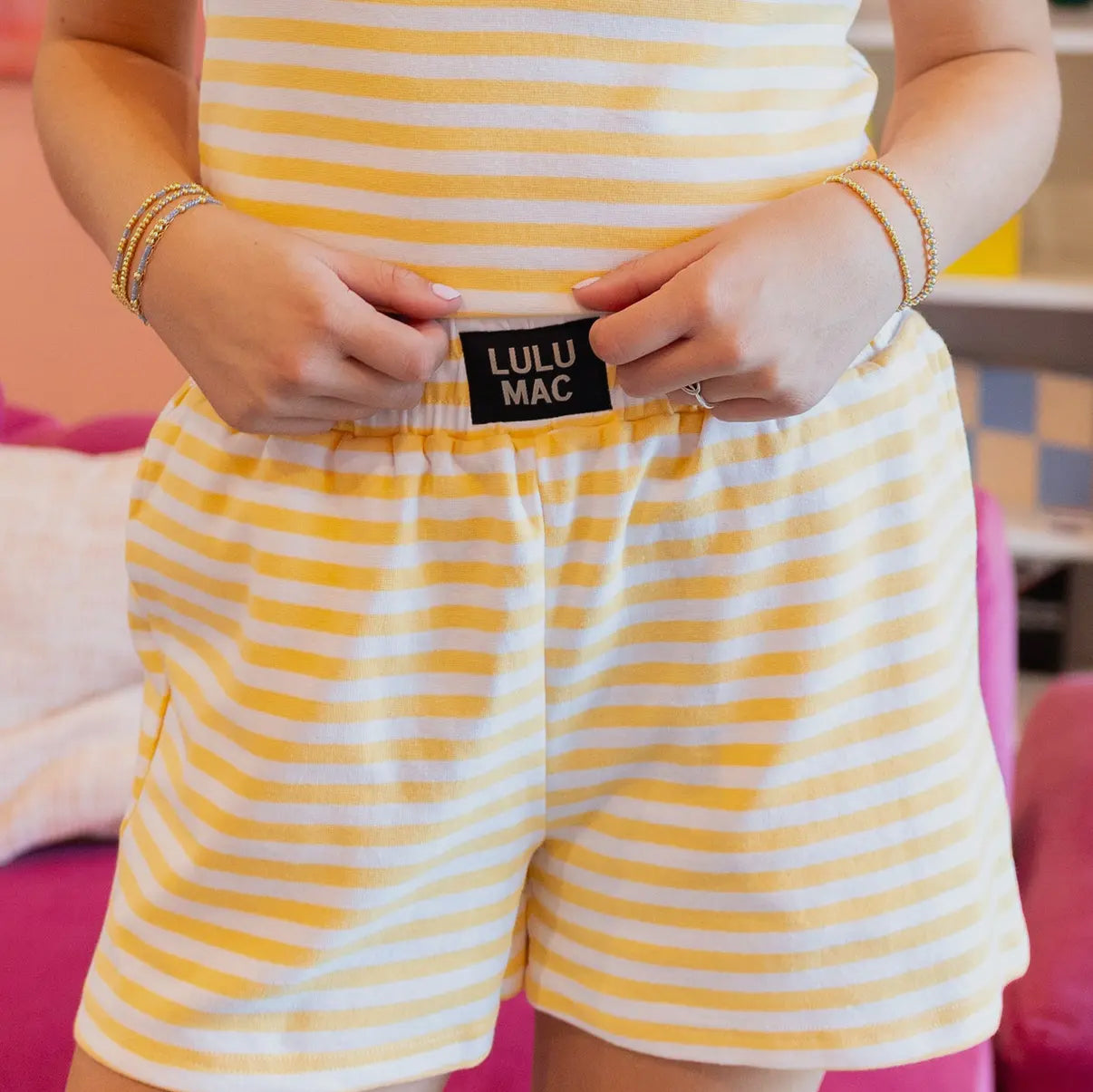 Lulu Mac Yellow Stripe Shorts