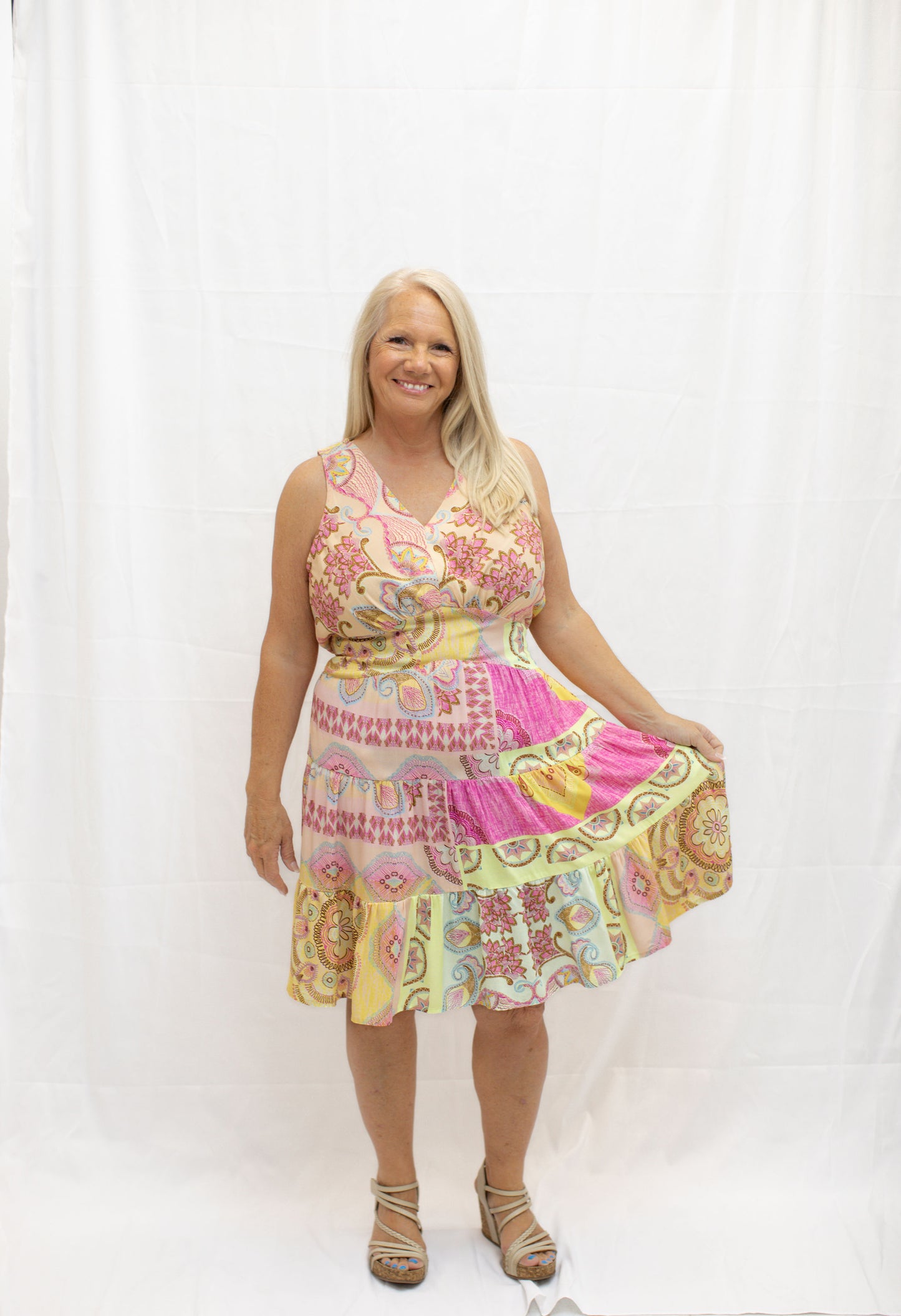 Sleeveless V Neck Dress