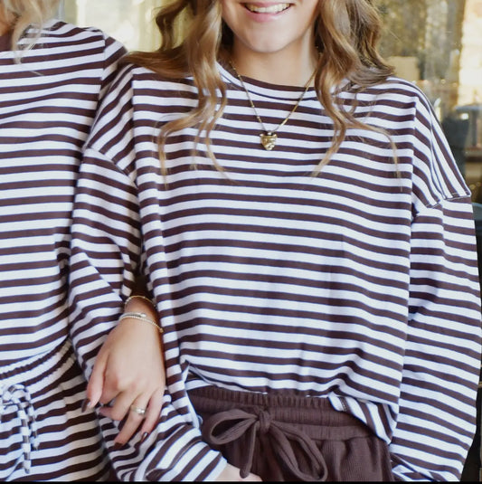 Lulu Mac Stripe Brown Longsleeve Top