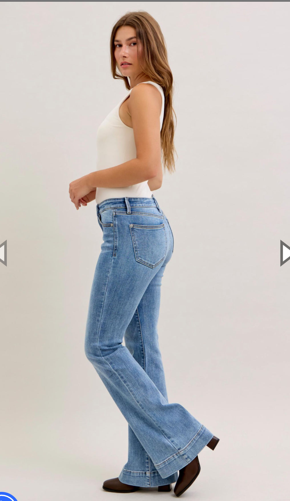 Mid Rise Flare Medium Blue Jeans-Judy Blue