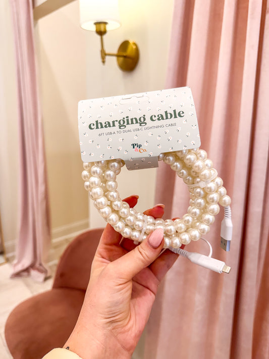 6ft Beaded Phone Charge - Pearly White