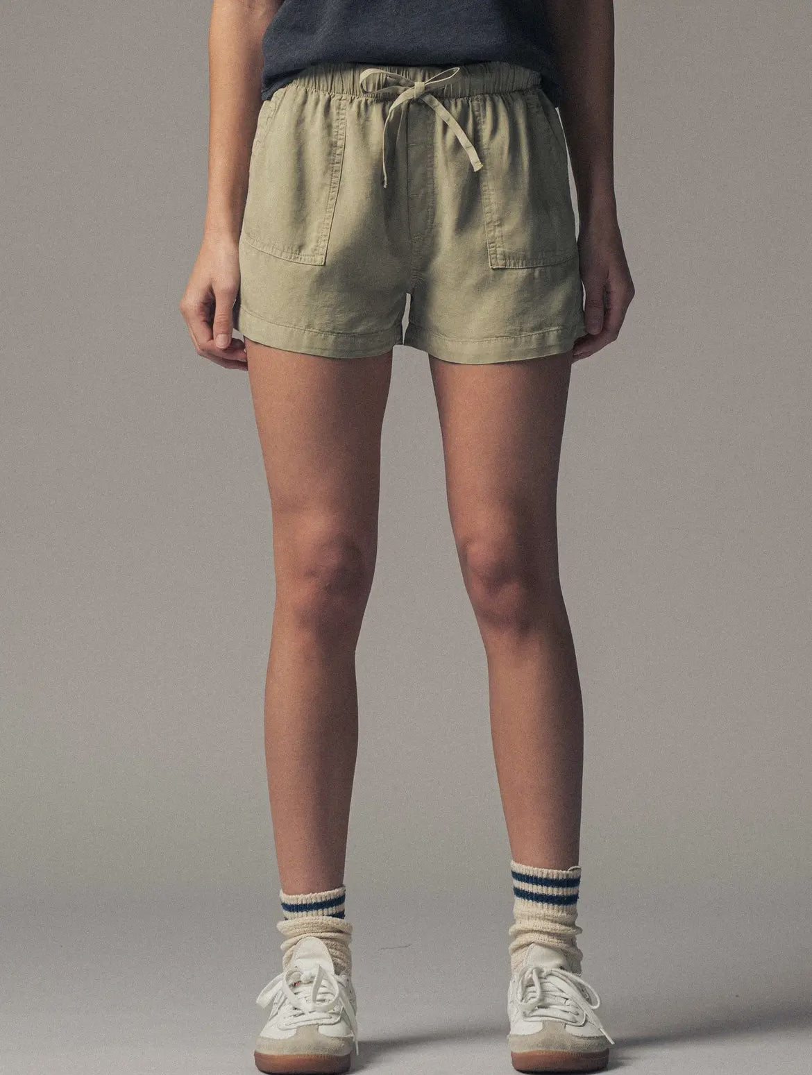 Olive Stone Patch Pocket Shorts