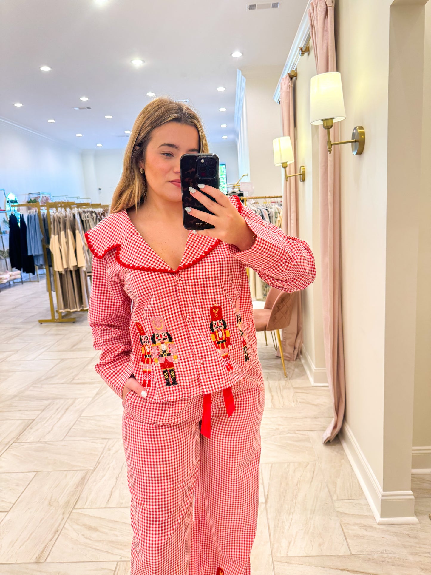 Embroidered Nutcrackers & Blanket stitch details Pajama Set