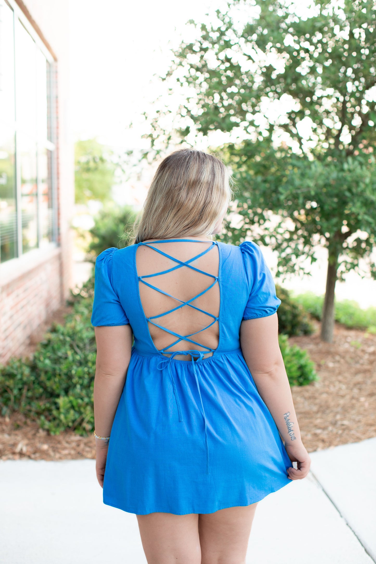 Back Lace Up Mini Dress