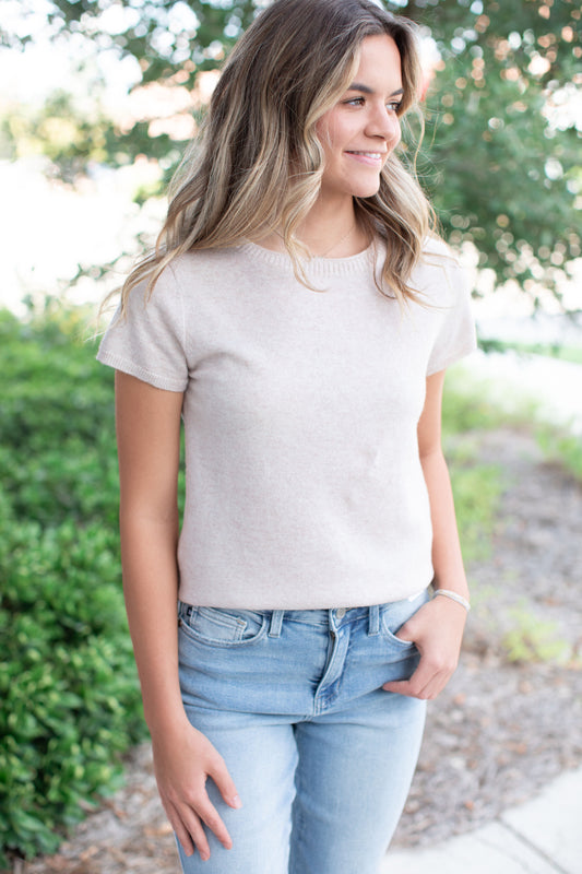 Cashmere Luxury Tee-Stonewash