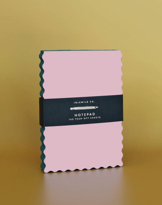 Mini Wave Shaped Notepad Pink + Evergreen Edge