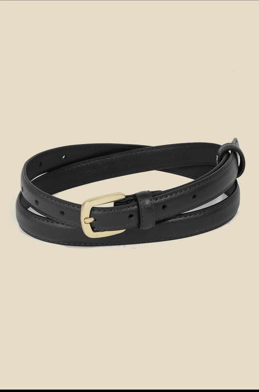 Black Thin Leather Belt