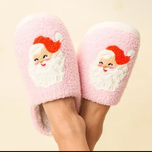 Fuzzy Santa Slippers