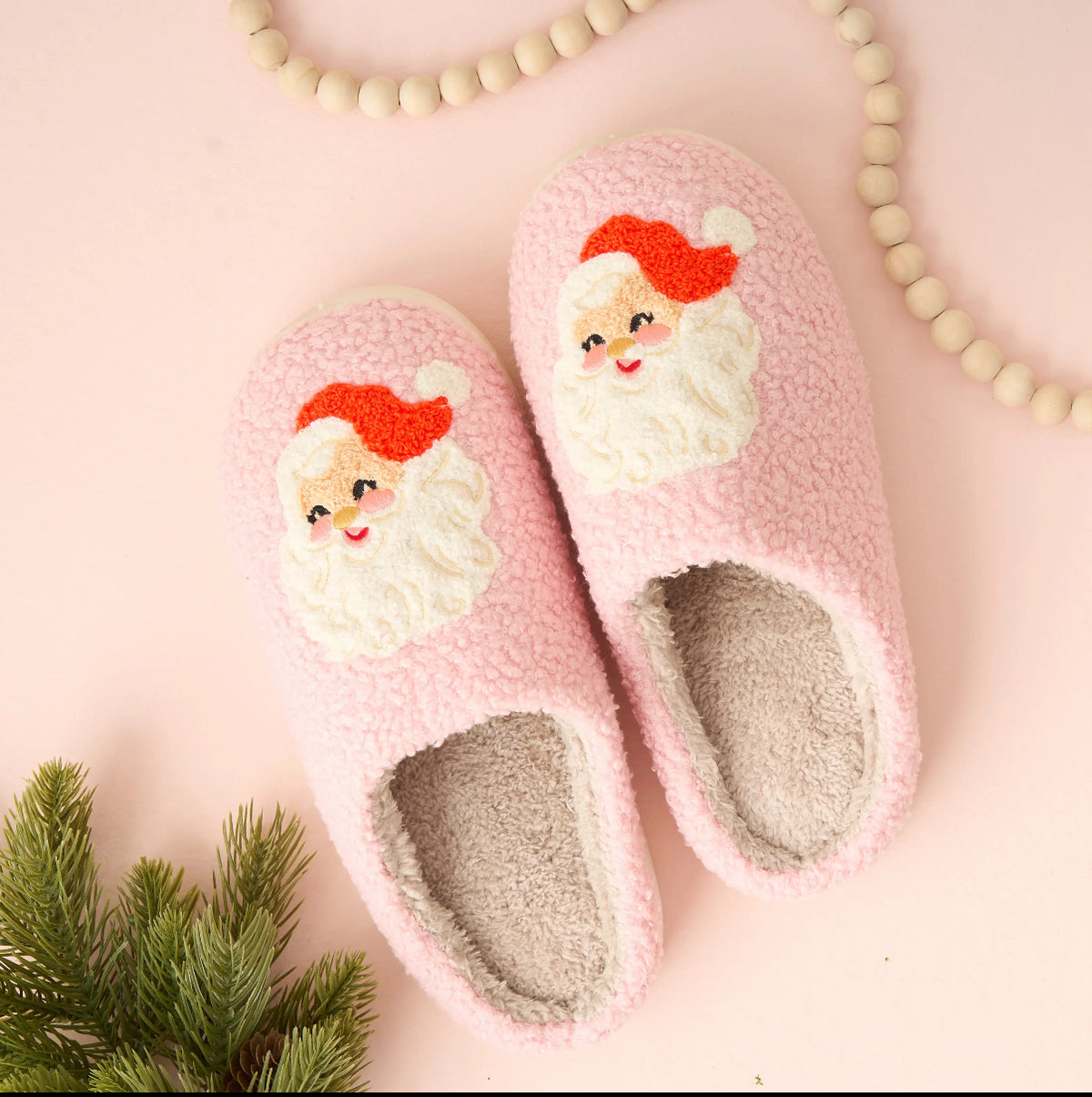 Fuzzy Santa Slippers