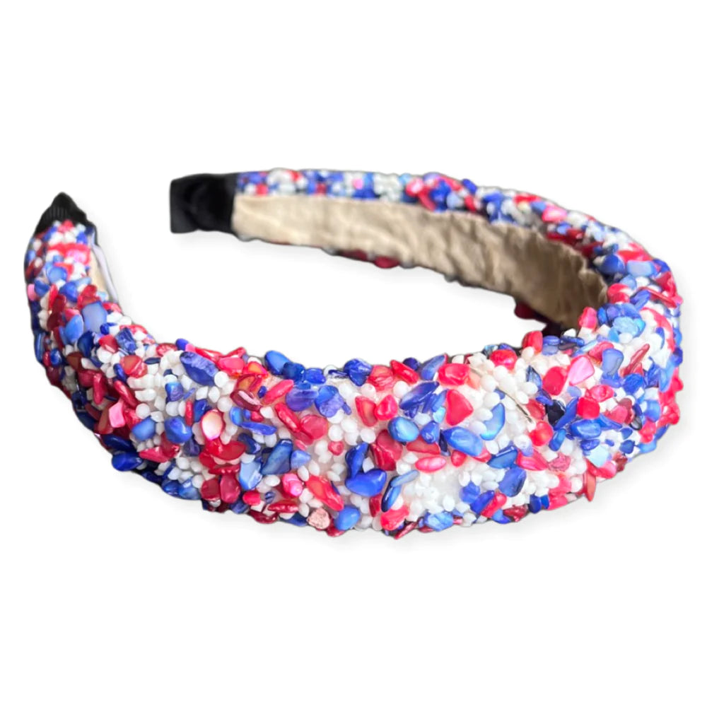 All That Glitters Headband-Red, White & Blue