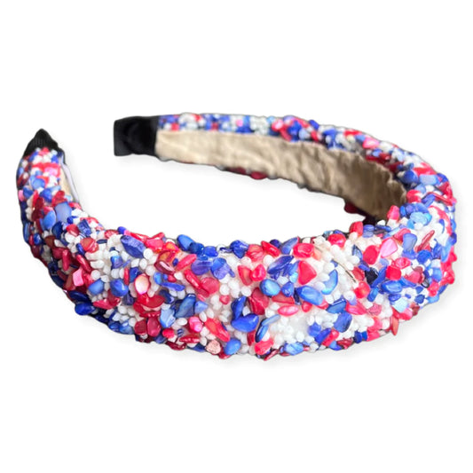 All That Glitters Headband-Red, White & Blue