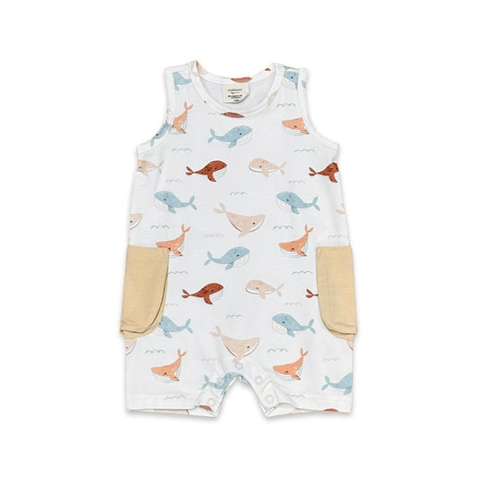 Whales Pocket Shortie Baby Romper